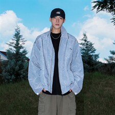 2026港风流光纹褶皱撞色面料大码M-5XL夹克男外套JK77866P75控118，男装夹克，星座227-7