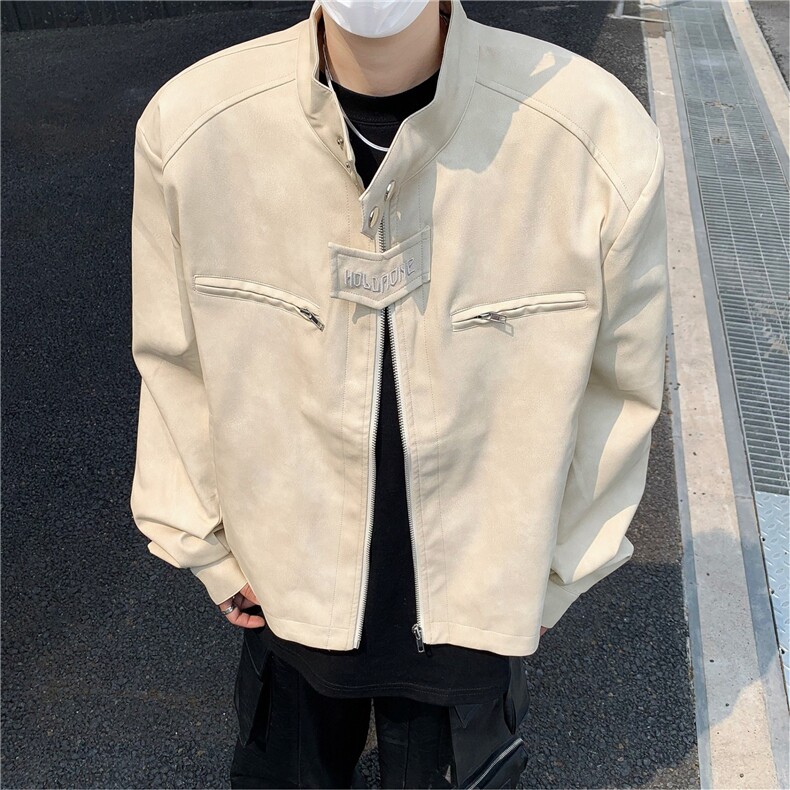 美式街头机车麂皮衣夹克短款潮牌立领外套秋冬JK8542-P78,男装夹克,星座1001-1