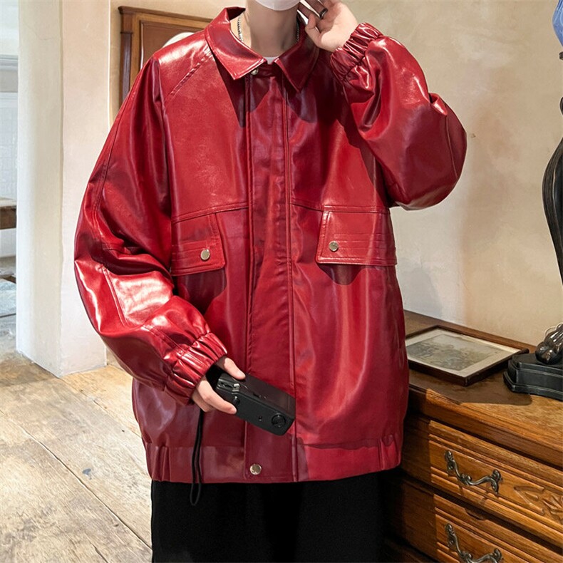 ！2025冬季新款男士皮衣潮牌情侣皮夹克外套JK195P100控158,男装皮衣,电商B220