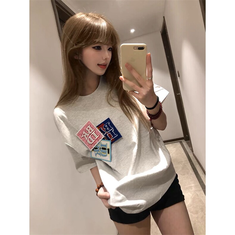 万针全刺绣工艺抖音得物高品质260克重磅纯棉双纱美式高街短袖T恤,男装T恤,电商A486