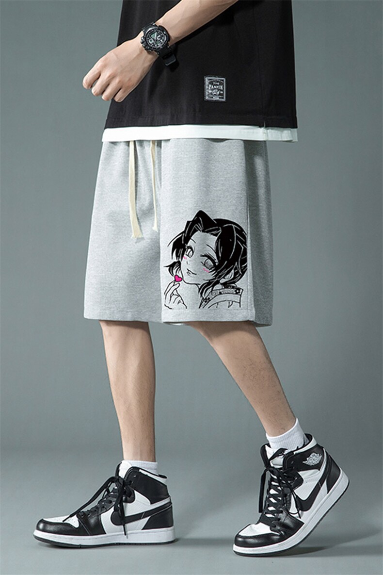 HD74153-P22华夫格短裤男大码宽松五分裤男直筒中裤,男装休闲裤,电商A040