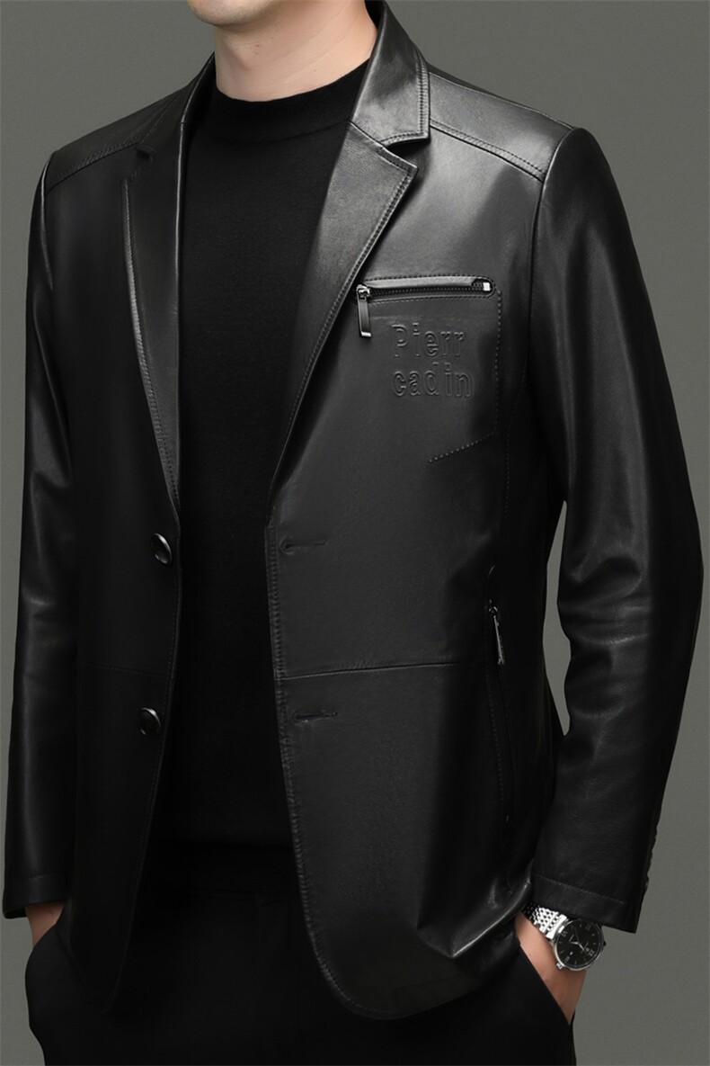 DLSN-TX25063新款海宁真皮皮衣男山羊皮外套商务休闲西服韩版修身,男装西服,电商B360A（原721A）