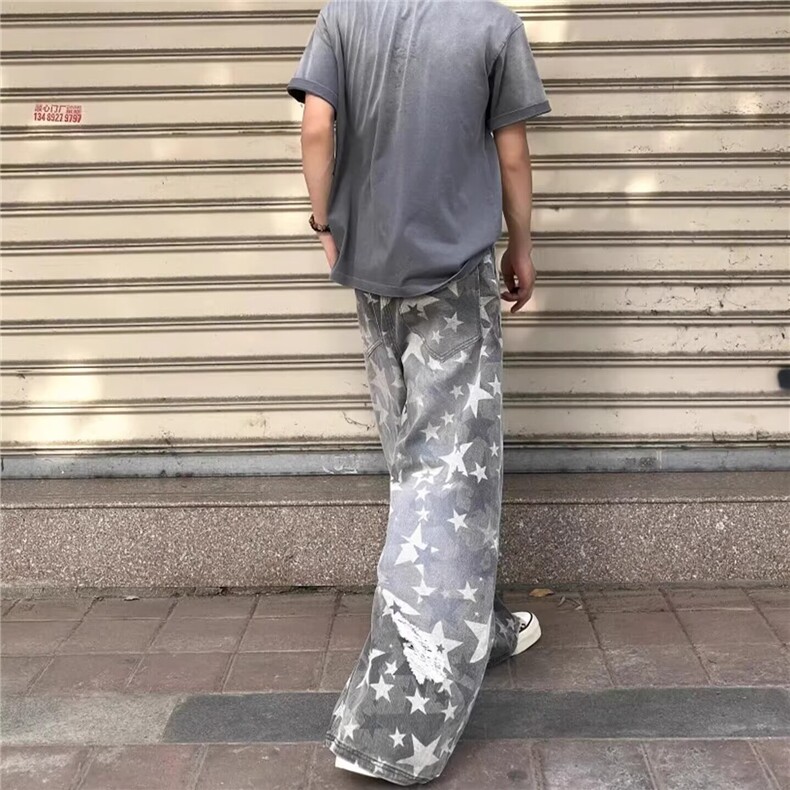 A490-P50气质慵懒牛仔裤流行原宿时尚潮流新款日系简约文艺,男装牛仔裤,电商B323A