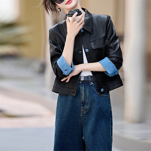 黑色短款皮衣外套2024年春秋新款早秋高级感小个子皮夹克上衣女装图片
