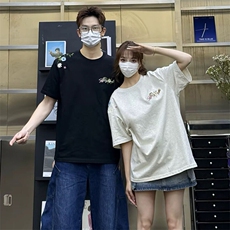 万针全刺绣工艺抖音得物高品质260克重磅纯棉双纱美式高街短袖T恤，男装T恤，电商A486-1