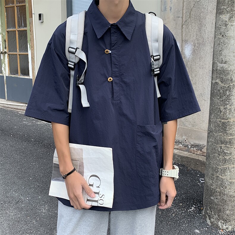 夏季高级短袖衬衫男宽松休闲ins衬衣潮CS032-P38,男装衬衫,星座308B-1