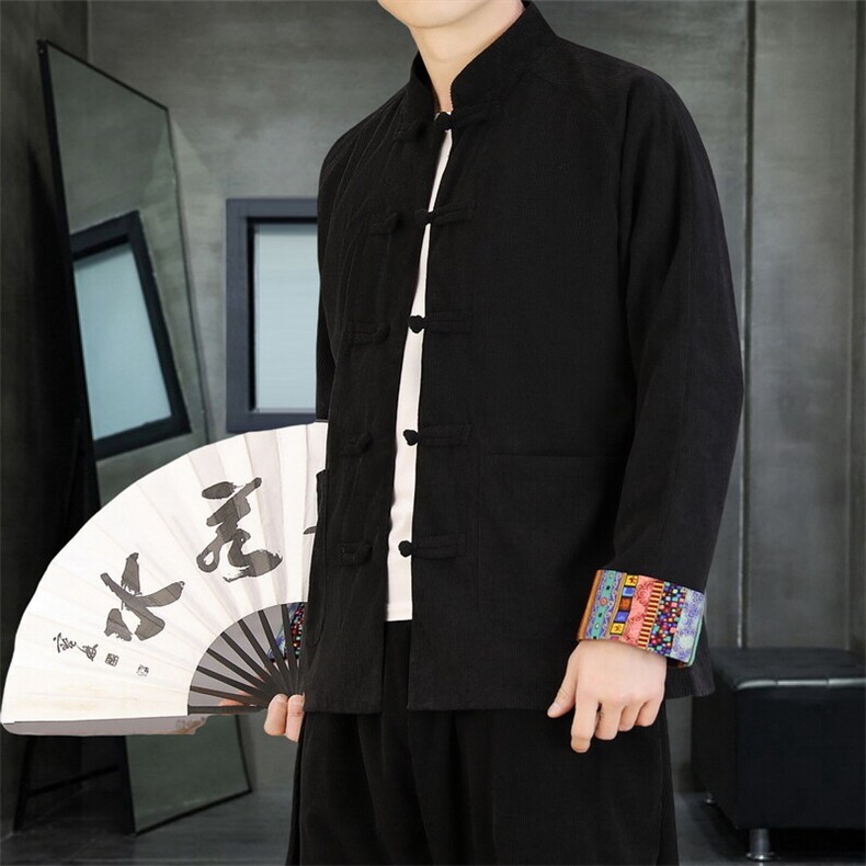 男士外套灯芯绒夹克盘扣立领唐装风XZ1512-2502单夹克-P80,男装夹克,星座1512