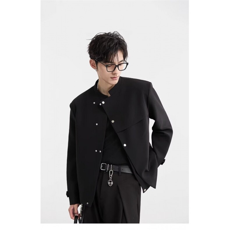 W11045-P78网图现货春新中式立领西服外套解构斜门襟设计感夹克,男装夹克,星座1608