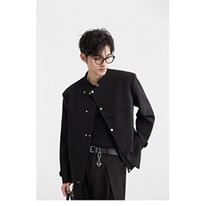 W11045-P78网图现货春新中式立领西服外套解构斜门襟设计感夹克，男装夹克，星座1608