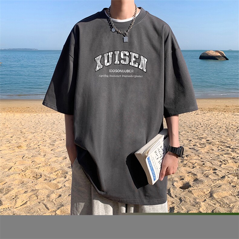 量大优供视频220克美式短袖t恤T3133得物直播有280克品质,男装T恤,电商A486