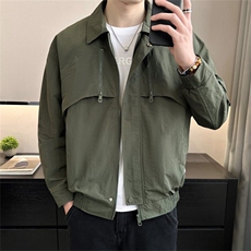 2025春季新款翻领店主风夹克外套男士休闲纯色上衣男JK150-P115，男装夹克，电商A413