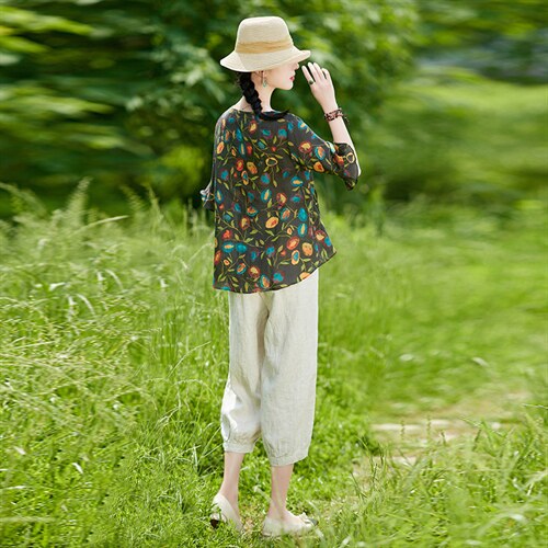 苎麻高端夏季两件套时尚新款2022年休闲洋气宽松显瘦阔腿裤套装女图片