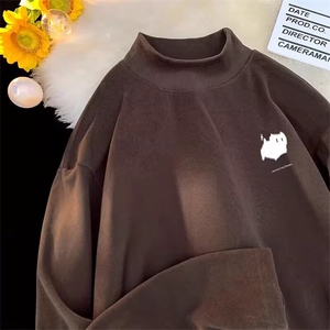 双面德绒磨毛半高领打底衫保暖长袖卫衣百搭T恤上衣XT216-P23网图图片