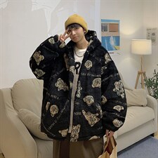 情侣装羊羔毛小熊棉衣宽松潮牌棉服棉袄A071-1001-P115女类,男装棉衣,电商A125