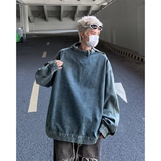 美式高街套头牛仔外套男士韩版潮流个性2024秋冬ins卫衣W5977-P57，男装工装外套，星座412-3