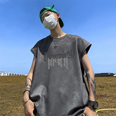 量大优供视频得物直播品220克夏季麂皮绒背心无袖T恤BJ196，男装T恤，电商A486