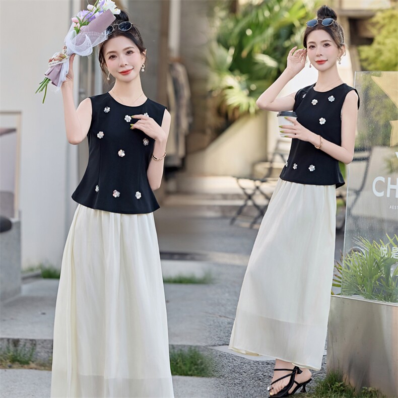 夏季2026重工小香风套装裙高级感时尚收腰显瘦气质两件套职业女装，女装套装/套裙，尚洛菲