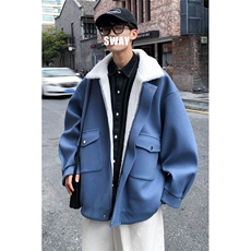 TP98N58毛呢羊羔毛棉服加绒加厚OVERSIZE韩版宽松上衣外套，男装棉衣，电商A170