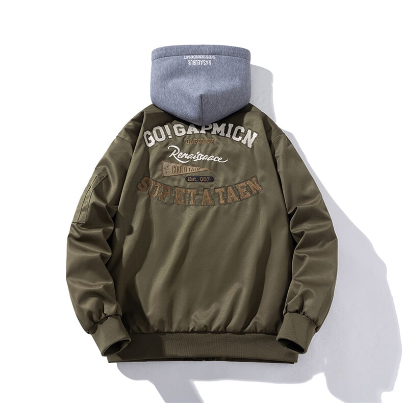现货三色带帽可拆卸秋冬飞行服棉服情侣装夹克,男装夹克,电商A105
