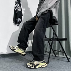高街帅气牛仔裤男拼色韩版潮流2025秋冬新款ins宽松长裤K2896-P41，男装牛仔裤，星座412