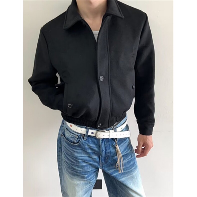 春秋ing垫肩夹克男装短款解构黑色拉链翻领外套J3110,男装夹克,星座1116A（原606A-3）