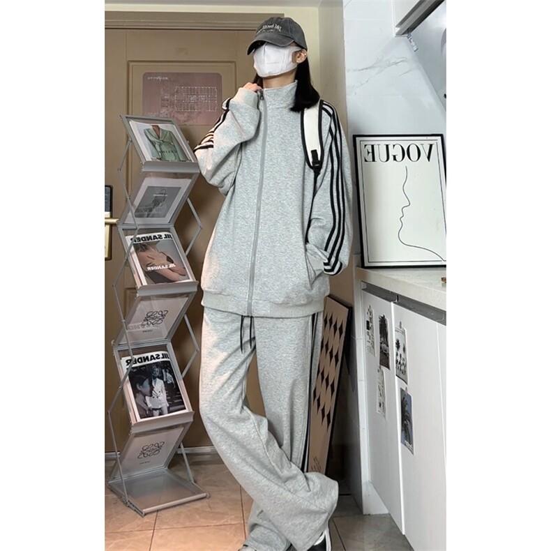 三条杠开衫卫衣运动印花套装W4619-特P57控108/K8560-特P43控79，男装休闲套装，电商A007