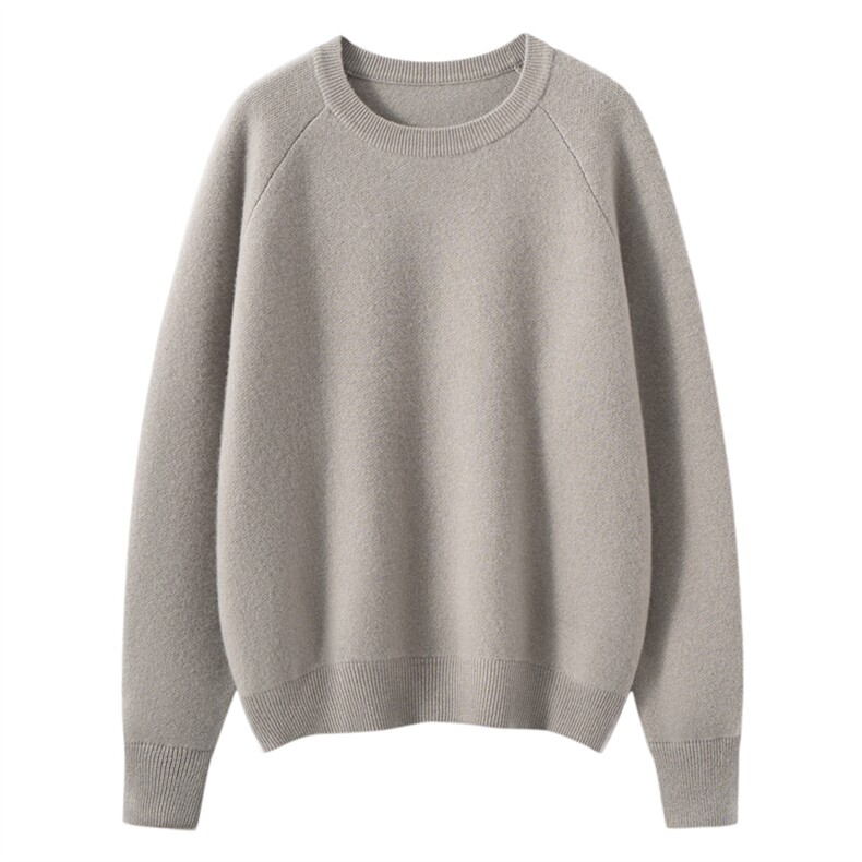 2025百搭时尚简约圆领长袖针织衫，女装针织衫/毛衣，萨奥羊绒