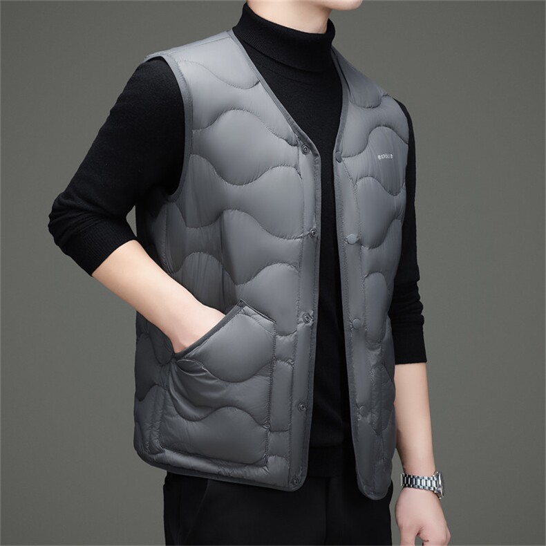 现货冬季新款男士V领羽绒服马甲90白鸭绒保暖商务休闲羽绒服马甲,男装羽绒服,钱塘723