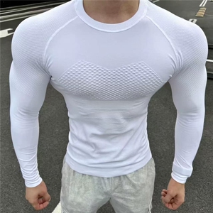 健身衣服弹力速干运动长袖无缝跑步打底衫紧身衣训练t恤CT52 P35图片