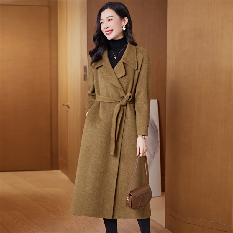 时尚气质女装羊毛双面呢大衣显瘦长款外套优雅百搭,女装双面呢大衣,阿舍尔精品