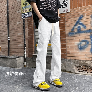 宽松微喇叭百搭直筒黑色纯棉休闲裤 K650-特批45图片