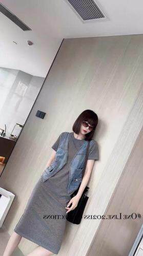 【现货】夏季新款假两件拼接牛仔连衣裙，女装连衣裙，名依人