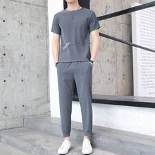 夏季宽松男士新款T恤青少年潮流两件套短袖休闲运动套装T776-P50，男装套装，星座1206（原A206）