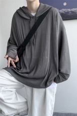 秋冬港风褶皱纯色卫衣连帽衫套头宽松外套休闲复古潮中性H209/P55，男装卫衣，钱塘713