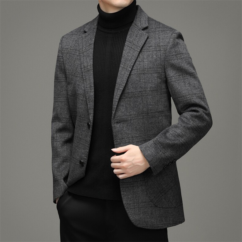DJ1127钱塘2020-3中年男士商务休闲时尚冬季厚款西服外套P325,男装毛呢大衣,钱塘207-3