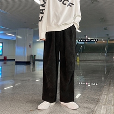 灯芯绒休闲裤子男韩版潮流直筒坠感阔腿裤复古老爹裤K81P45控58，男装休闲裤，电商A102B