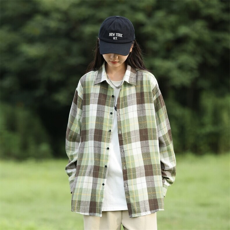 25年春季格子衬衫长袖大码宽松落肩现货DS-C323-1-2368-特批30,男装衬衫,电商C323-1