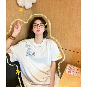 万针全刺绣解构设计260克重磅双纱纯棉高品质美式高街短袖T恤特35图片