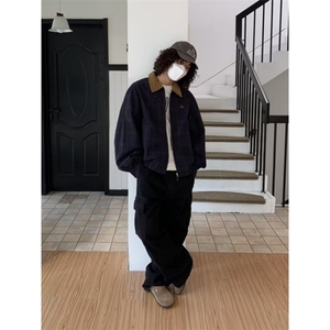 领子撞色外套男春季穿搭运动夹克潮牌美式青少年立领防风上衣情侣,运动衣搭配什么裤子好看图片图片