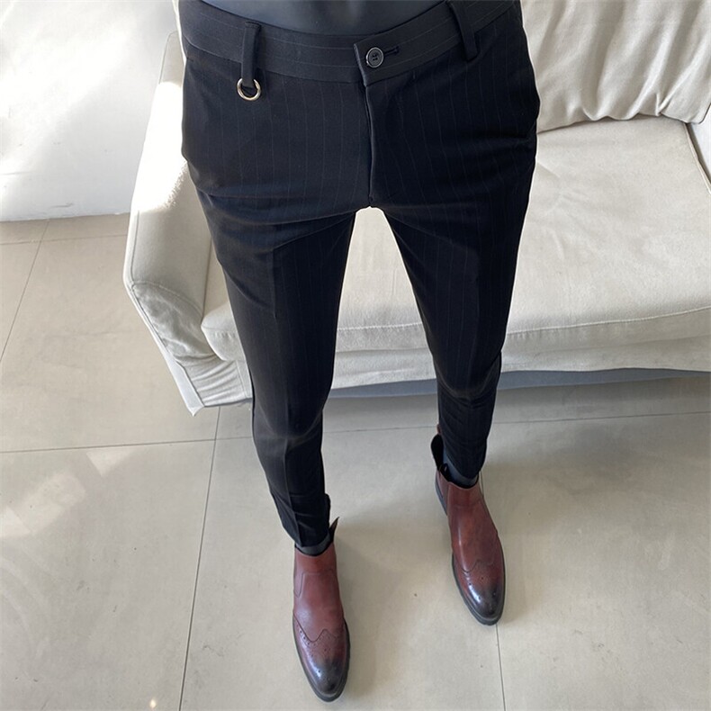 春季西裤男修身直筒高级感商务休闲裤男士裤长裤906九分9069—P55,男装休闲裤,电商B368