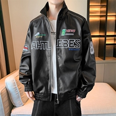 春季新款机车服夹克男潮炸街痞帅外套宽松赛车潮牌JK079-P83，男装夹克，星座308B-2