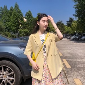 纯色西装秋季2021新款女装中袖腰带修身显瘦中长外套 166-XZ05P85图片