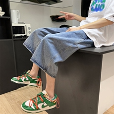 多口袋工装七分牛仔裤男直筒大码胖子六分短裤潮8分阔腿裤~k3073，男装牛仔裤，星座601-2