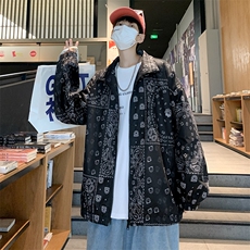 Y75春装新款文艺港风男士腰果花夹克开衫男装外衣开衫潮男装黑白，男装夹克，星座115A(原星座507）