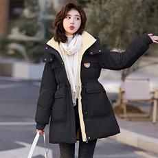 2023冬装新款时尚百搭气质中长款休闲减龄小个子羽绒服白鸭绒连帽，女装羽绒服，尚洛菲