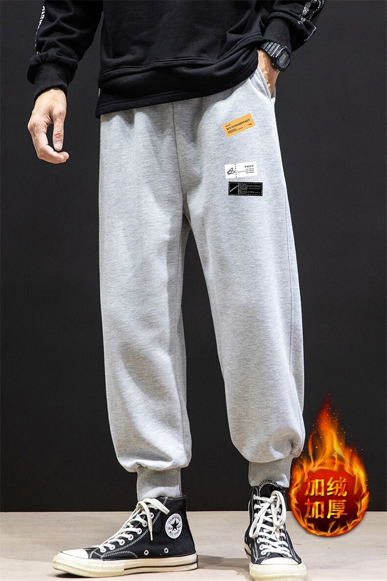 K12118-P40加绒P50束脚纯棉运动裤男士休闲裤大码宽松卫裤男,男装休闲裤,电商A040A