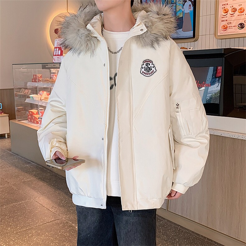 冬季宽松/连帽大毛领休闲外套潮加厚棉衣XZ102B-1M2592-P90,男装棉衣,星座102B-1
