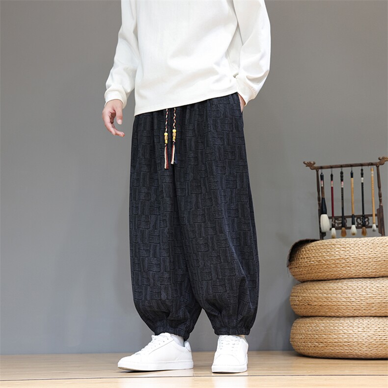2025秋冬风灯芯绒复古灯笼裤宽松束脚超大码民族风2538-P65，男装民族服装，电商A057B