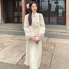 新中式国风刺绣套装裙女夏季新款温婉气质盘扣上衣半身裙两件套潮，女装套装/套裙，浙宝305