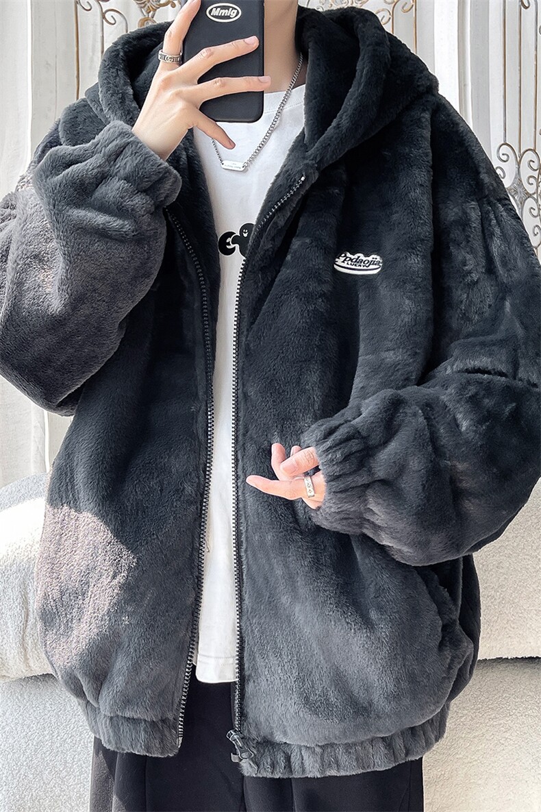 冬季保暖舒适金丝绒开衫连帽夹克男加厚大码外套J676-特P90控148,男装夹克,电商A001